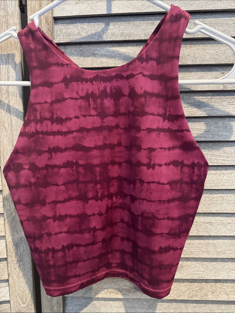 Athleta Burgundy Tie-Dye Racerback One-Piece bikini top